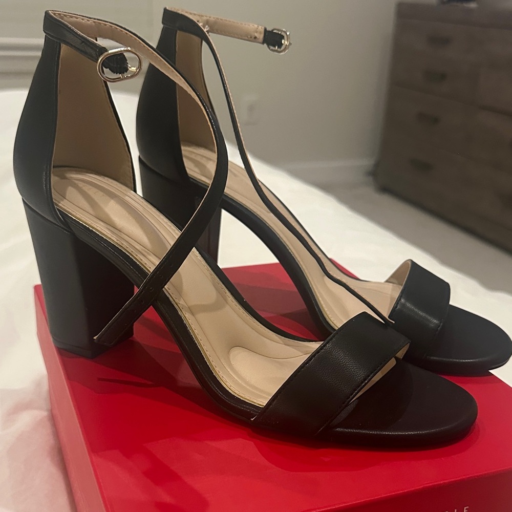 Black Strappy Block Heels